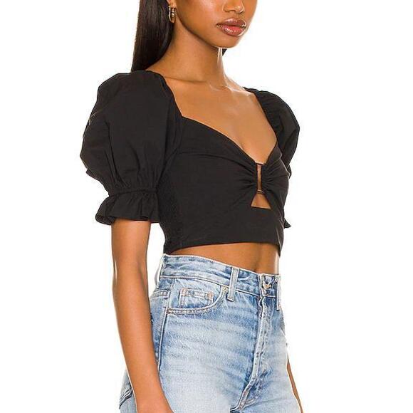 MORE TO COME Elizabeth Puff Sleeve Top in Black - Picture 2 of 2